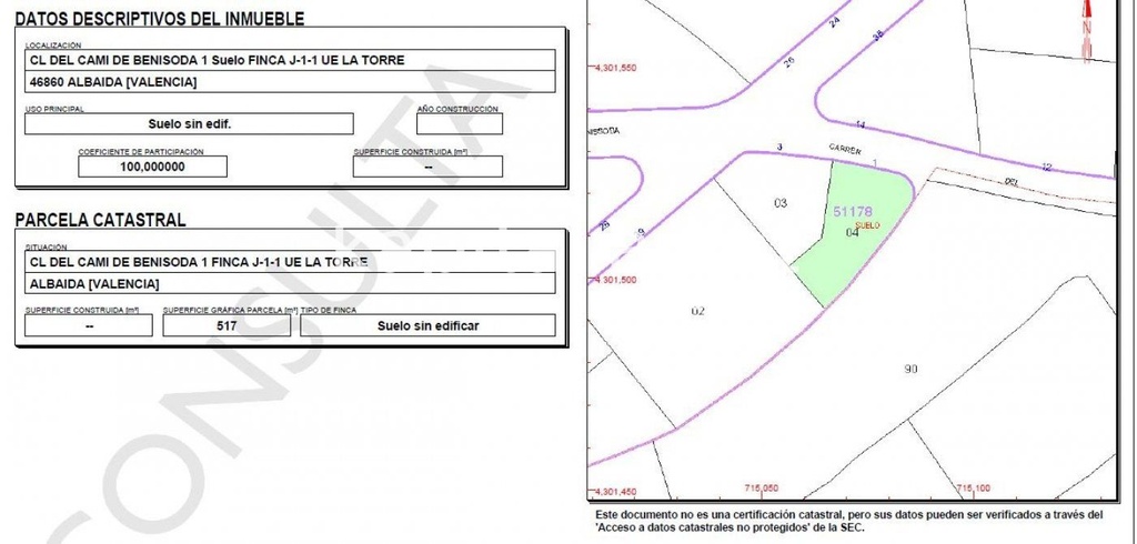 SOLAR URBANO EN VENTA EN URB LA TORRE DE ALBAIDA